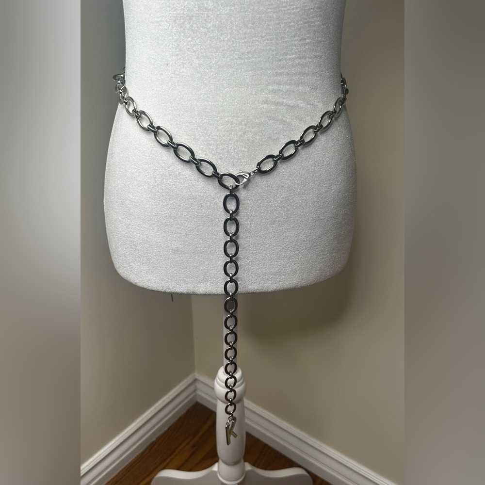 Silver Link Drop Belt Necklace - Women Jewelry 40 inches